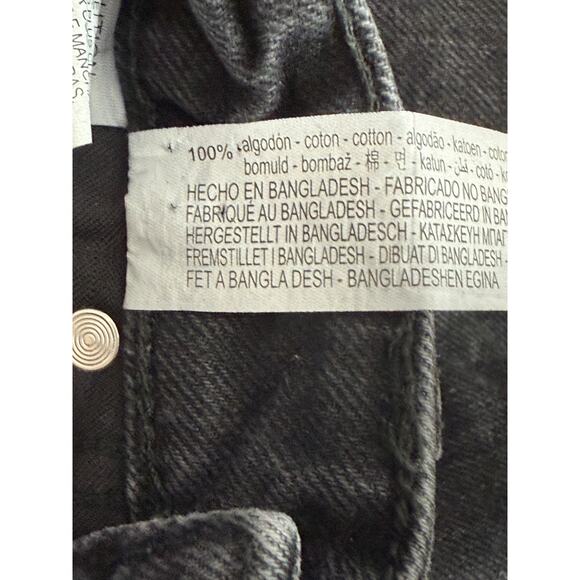 Zara High Waisted Loose Fit Classic Cotton Denim Jean Shorts 10 Black #3805 - Picture 8 of 15